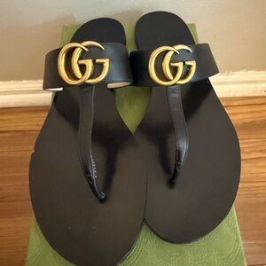 Gucci Black and Gold Sandals